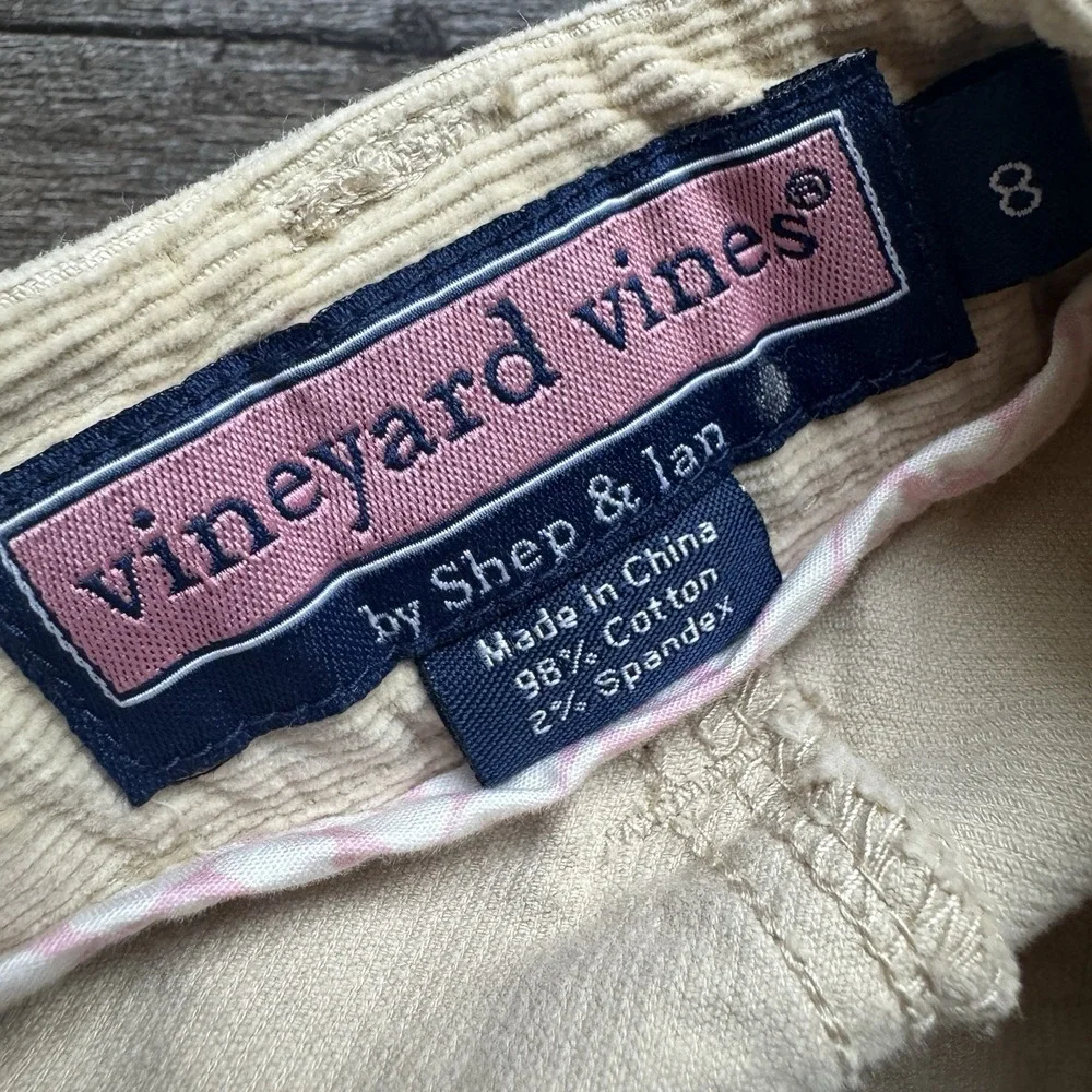 Vineyard Vines Corduroy Skirt Pockets Beige Womens Sz  8 Cotton‎ Spandex Stretch